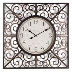 Westclox 33163 Clock with Swirl, Square, Vintage Frame, Plastic Clock Face, Analog