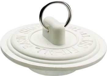 Plumb Pak PP820-2 Drain Stopper, Rubber, White, For: 1-1/2 in Sink, Pack of 6