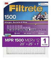 Filtrete 2003-4 Air Filter, 25 in L, 20 in W, 12 MERV, 1500 MPR, For: Air Conditioner, Furnace and HVAC System, Pack of 4