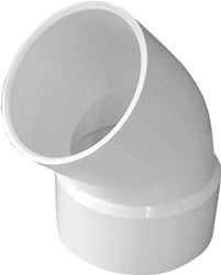 Canplas 414196BC Street Pipe Elbow, 6 in, Spigot x Hub, 45 deg Angle, PVC, White