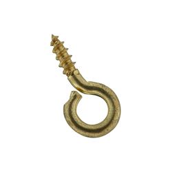 National Hardware N118-653 Screw Eye, #216-1/2, 0.062 in Dia Wire, 0.19 in L Thread, 17/32 in OAL, Brass