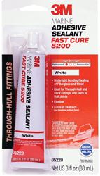 3M 05220 Marine Adhesive Sealant, Medium Paste, Slight, White, 3 oz Tube