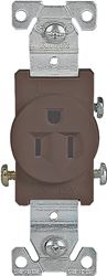 Eaton Wiring Devices 817B-BOX Single Receptacle, 2 -Pole, 125 V, 15 A, Side Wiring, NEMA: NEMA 5-15R, Brown, Pack of 10