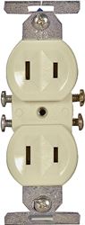 Eaton Wiring Devices 736V-BOX Duplex Receptacle, 2 -Pole, 15 A, 125 V, Side Wiring, NEMA: 1-15R, Ivory