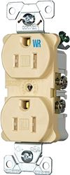 Eaton Wiring Devices TWRBR15V Duplex Receptacle, 2 -Pole, 15 A, 125 V, Back, Side Wiring, NEMA: 5-15R, Ivory