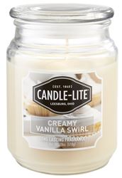 CANDLE-LITE 3297553 Jar Candle, Creamy Vanilla Swirl Fragrance, Ivory Candle, 70 to 110 hr Burning, Pack of 4
