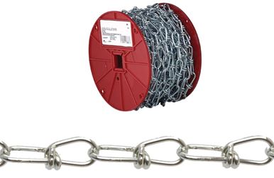 Campbell 0724627N Double Loop Chain, 4/0, 100 ft L, 365 lb Working Load, Low Carbon Steel, Zinc