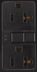 Eaton Wiring Devices SGF20BK GFCI Duplex Receptacle, 2 -Pole, 20 A, 125 V, Back, Side Wiring, NEMA: 5-20R, Black