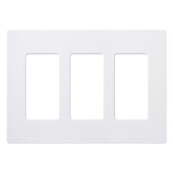 Lutron CW-3B-WH Wallplate, 4.69 in L, 6.56 in W, 3 -Gang, Plastic, White, Gloss