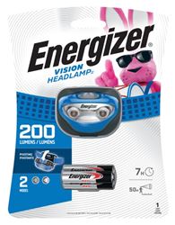 Energizer HDA32E Headlamp, AAA Battery, LED Lamp, 200 Lumens, 50 m High, 25 m Low Beam Distance, 7 hr Run Time