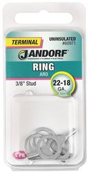 Jandorf 60971 Ring Terminal, 22 to 18 AWG Wire, 3/8 in Stud, Copper Contact