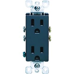 Leviton S05-05325-0ES Duplex Receptacle, 2 -Pole, 15 A, 125 V, Push-In, Side Wiring, NEMA: 5-15R, Black