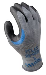 Showa 330L-09.RT Work Gloves, L, Reinforced Crotch Thumb, Knit Wrist Cuff, Natural Rubber Coating, Black/Gray