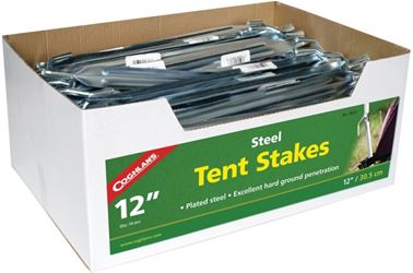 Coghlans 9813 Tent Stake, 12 in L, 1/4 in W, Steel, Pack of 50