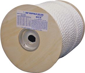 T.W. Evans Cordage 85-050 Rope, 1/4 in Dia, 600 ft L, 181 lb Working Load, Nylon, White