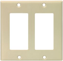 Eaton Cooper Wiring 2152 2152V-BOX Wallplate, 4-1/2 in L, 4.56 in W, 2 -Gang, Thermoset, Ivory, High-Gloss