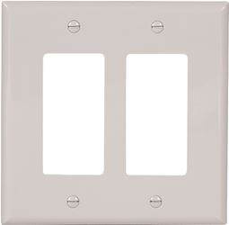 Eaton Wiring Devices PJ262W Wallplate, 4-1/2 in L, 4.56 in W, 2 -Gang, Polycarbonate, White, High-Gloss