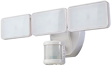 Heath Zenith HZ-5872-WH Motion Activated Security Light, 120 V, 3-Lamp, LED Lamp, 2500 Lumens