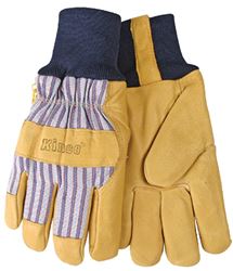 Heatkeep 1927KW-L Protective Gloves, Mens, L, Wing Thumb, Knit Wrist Cuff, Blue/Tan