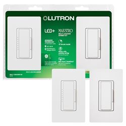 Lutron Maestro MACL-153MLRHW-WH C.L Dimmer Kit, 1.25 A, 120 V, 150 W, CFL, Halogen, Incandescent, LED Lamp, 3-Way