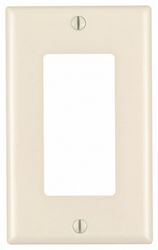 Leviton 80401-T Wallplate, 4-1/2 in L, 2-3/4 in W, 1-Gang, Thermoset Plastic, Light Almond, Smooth