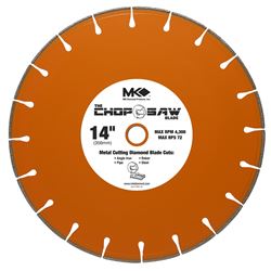 MK 170897 Chop Saw Blade, 14 in Dia, 1 in Arbor, Applicable Materials: Angle Iron, Pipe, Rebar, Steel