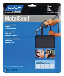 Norton MetalSand 07660747805 Sanding Sheet, 11 in L, 9 in W, Fine, Emery Abrasive, Cloth Backing