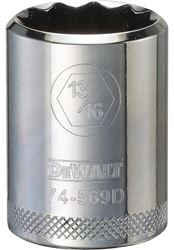 DeWALT DWMT74569OSP Drive Socket, 13/16 in Socket, 1/2 in Drive, 12-Point, Vanadium Steel, Polished Chrome