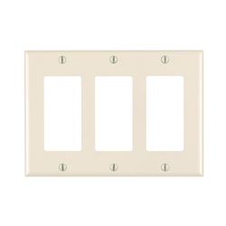 Leviton 80411-T Wallplate, 4-1/2 in L, 6.37 in W, 3-Gang, Thermoset Plastic, Light Almond, Smooth