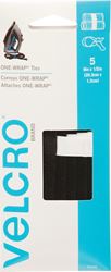 VELCRO Brand One Wrap 91426 Fastener, 1/2 in W, 8 in L, Velcro, Black