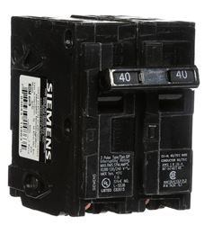 Siemens Q240 Circuit Breaker, Mini, 40 A, 2 -Pole, 120/240 V, Fixed Trip, Plug Mounting