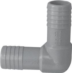 Boshart UPPE-05 Pipe Elbow, 1/2 in, Insert, 90 deg Angle, Polypropylene, Gray