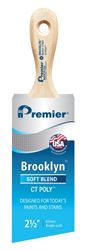 Premier Brooklyn 17307 Paint Brush, 2-1/2 in W, Short Sash Brush, 3 in L Bristle, Polyester Bristle