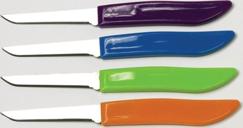 Chef Craft 21852 Paring Knife Set, Stainless Steel Blade, Plastic Handle, Blue/Green/Orange/Purple Handle