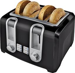Black+Decker T4569B Toaster, 850 W, 4-Slice, Button Control, Black