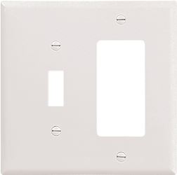 Eaton Wiring Devices 2153W-BOX Combination Wallplate, 4-1/2 in L, 4-9/16 in W, 2 -Gang, Thermoset, White