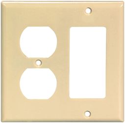 Eaton Wiring Devices 2157V-BOX Combination Wallplate, 4-1/2 in L, 4-9/16 in W, 2 -Gang, Thermoset, Ivory, Pack of 10