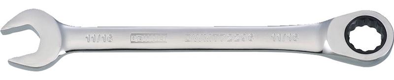 DeWALT DWMT72296OSP Combination Wrench, SAE, 11/16 in Head, 8-25/32 in L, 12-Point, Chrome, Comfort-Grip Handle