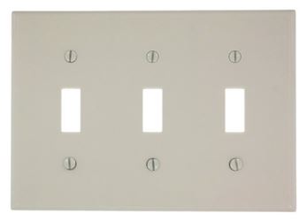 Leviton 000-78011-000 Wallplate, 4-1/2 in L, 2-3/4 in W, 3 -Gang, Thermoset, Light Almond, Smooth