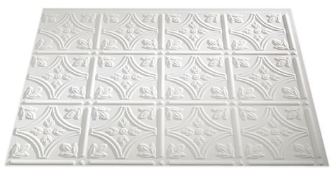 Fasade Traditional Series PB5001 Wall Tile, 18 in L Tile, 24 in W Tile, PVC, Matte White