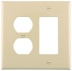 Eaton Wiring Devices PJ826LA Combination Wallplate, 4.9 in L, 4.86 in W, Mid, 2 -Gang, Polycarbonate, Light Almond