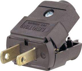 Leviton C20-00101-00P Polarized Electrical Plug, 2 -Pole, 15 A, 125 V, NEMA: NEMA 1-15P, Brown