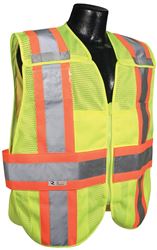 Radians SV24-2ZGM-XL/2XL Expandable Safety Vest, XL/2XL, Polyester, Green/Silver, Zip-N-Rip