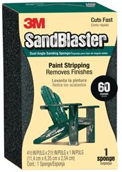 3M SandBlaster 9558 Sanding Sponge, 4-1/2 in L, 2-1/2 in W, 60 Grit, Fine, Aluminum Oxide Abrasive