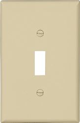 Eaton Wiring Devices PJ1V-10-L Switch Wallplate, 4.87 in L, 3.13 in W, 1 -Gang, Polycarbonate, Ivory, Smooth