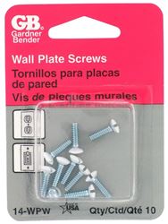 Gardner Bender 14-WPW Screw Kit, 1/2 in L, Flat Head