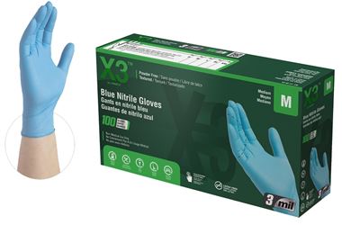 Ammex X344100 Non-Sterile Disposable Gloves, M, Nitrile, Powder-Free, Blue