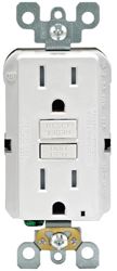 Leviton R92-GFTR1-0KW GFCI Duplex Receptacle, 2 -Pole, 15 A, 125 V, Back, Side Wiring, NEMA: 5-15R, White