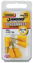 Jandorf 60827 Disconnect Terminal, 12 to 10 AWG Wire, Vinyl Insulation, Copper Contact, Yellow