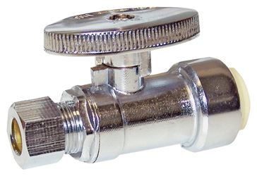 ProBite 1191-932HC Ball Valve, 1/2 x 3/8 in Connection, Push-Fit x Compression, 200 psi Pressure, Brass Body